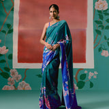 Teal & Blue Paisley Saree