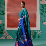 Teal & Blue Paisley Saree