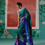 Teal & Blue Paisley Saree