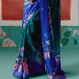 Teal & Blue Paisley Saree