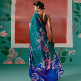 Teal & Blue Paisley Saree