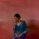 Teal & Blue Paisley Saree