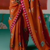 Tangerine & Fuschia Floral Saree