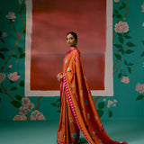 Tangerine & Fuschia Floral Saree