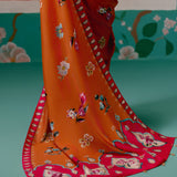 Tangerine & Fuschia Floral Saree