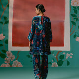 Teal Aztec Velvet Kurta Set