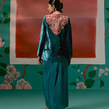 Teal Aztec Blazer Dhoti Set