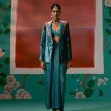 Teal Aztec Blazer Dhoti Set