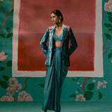 Teal Aztec Blazer Dhoti Set