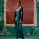 Teal Aztec Blazer Dhoti Set