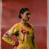 Mustard & Pink Floral Anarkali Set