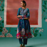 Teal Aztec Anarkali Set