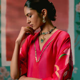 Fuschia Striped Floral Kaftan Set