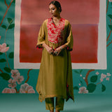 Mustard Tissue Kaftan Set