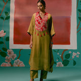 Mustard Tissue Kaftan Set