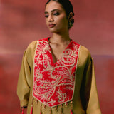 Mustard Tissue Kaftan Set