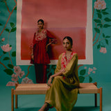 Mustard Tissue Kaftan Set