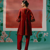 Maroon Embroidered Kurta Set