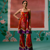 Tangerine & Purple Floral Kurta Set