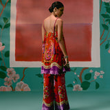 Tangerine & Purple Floral Kurta Set