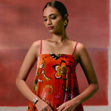 Tangerine & Purple Floral Kurta Set