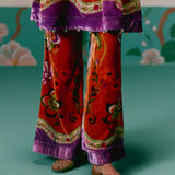 Tangerine & Purple Floral Kurta Set