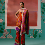 Tangerine & Purple Floral Kurta Set