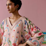 Dusty Pink Floral Kaftan Set