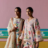 Ecru Floral Sleeveless Kurta Set