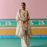 Ecru Floral Sleeveless Kurta Set