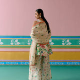 Ecru Floral Sleeveless Kurta Set