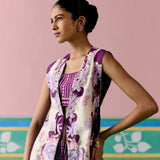 Purple Ikkat Jacket Set