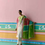 Lime Green Paisley V-neck Kurta Set