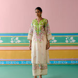 Lime Green Paisley V-neck Kurta Set