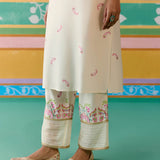 Lime Green Paisley V-neck Kurta Set