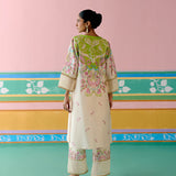 Lime Green Paisley V-neck Kurta Set