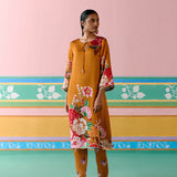 Mustard Floral Kurta Set