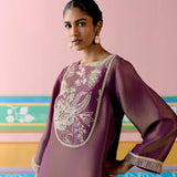 Purple Embroidered Kurta Set