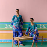 Teal Paisley Kaftan Set