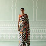 Black & White Checked Saree