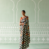 Black & White Checked Saree