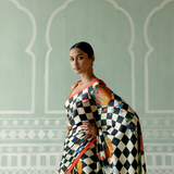 Black & White Checked Saree